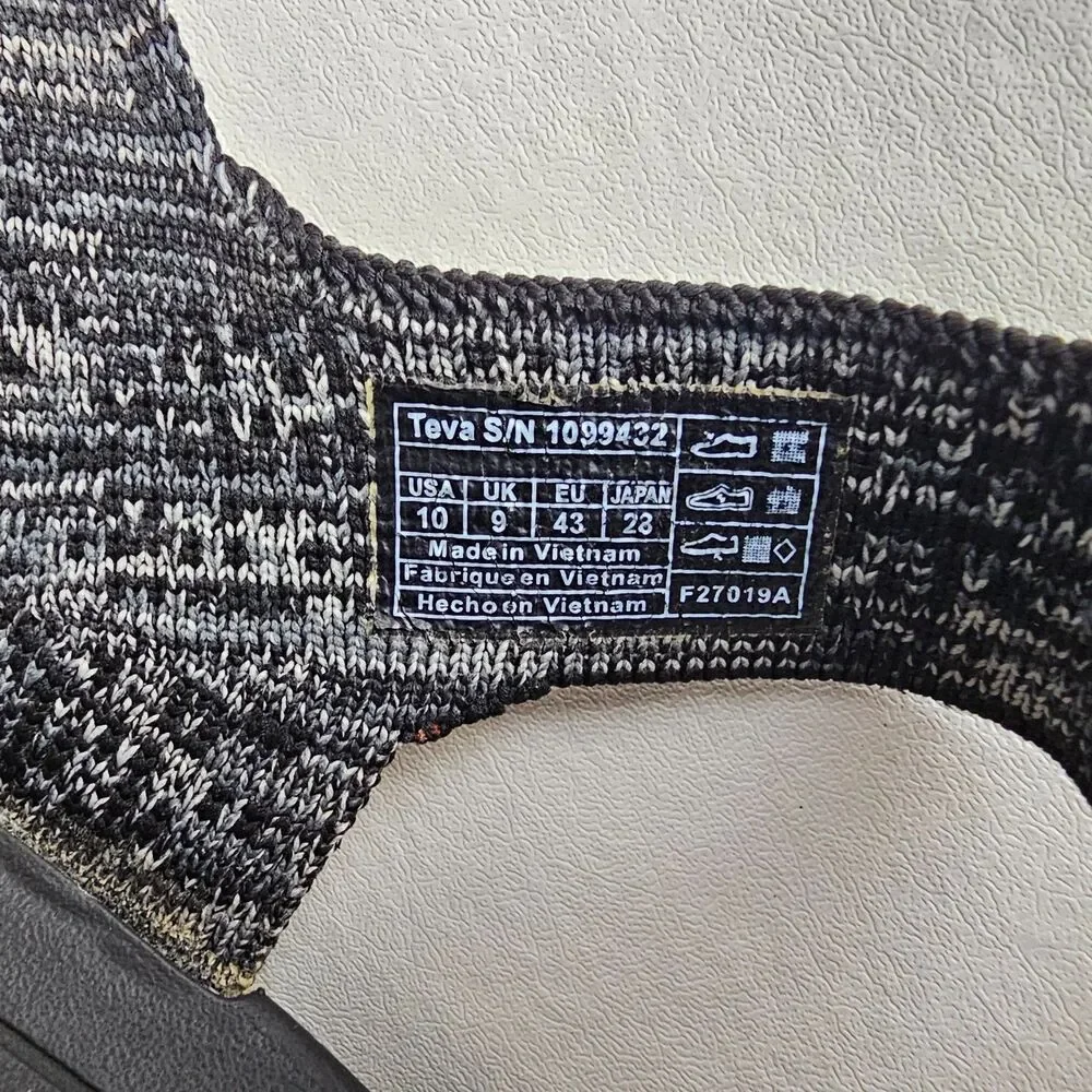 Teva Terra Float 2 Knit Sandals Mens 10 Black Gray Sport Hiking Outdoor Strap